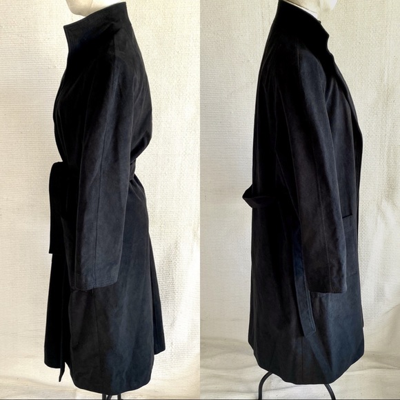 Vintage 70s Ultrasuede Wrap Belted Trench Coat - Picture 2 of 8